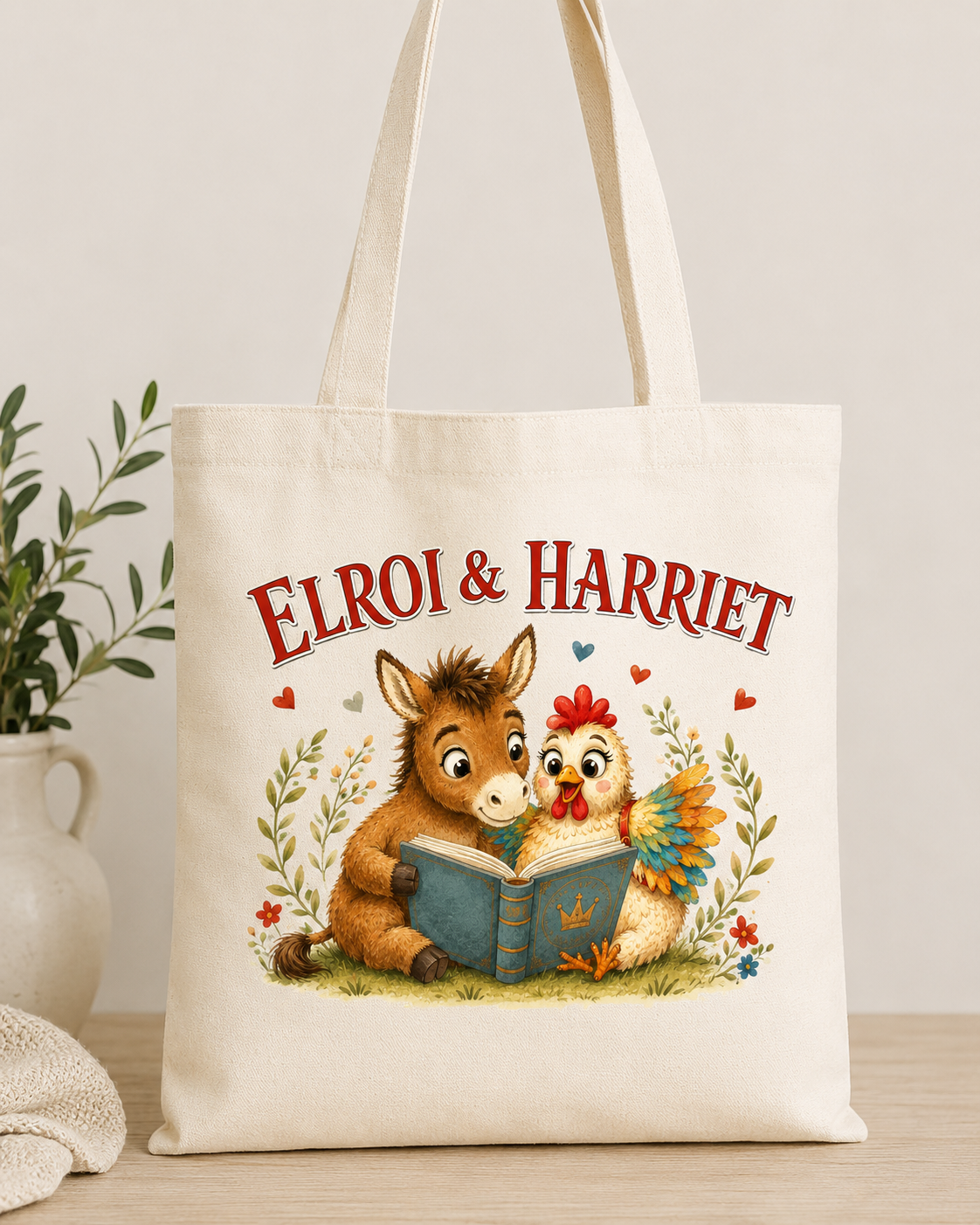 Elroi and Harriet library bag tote