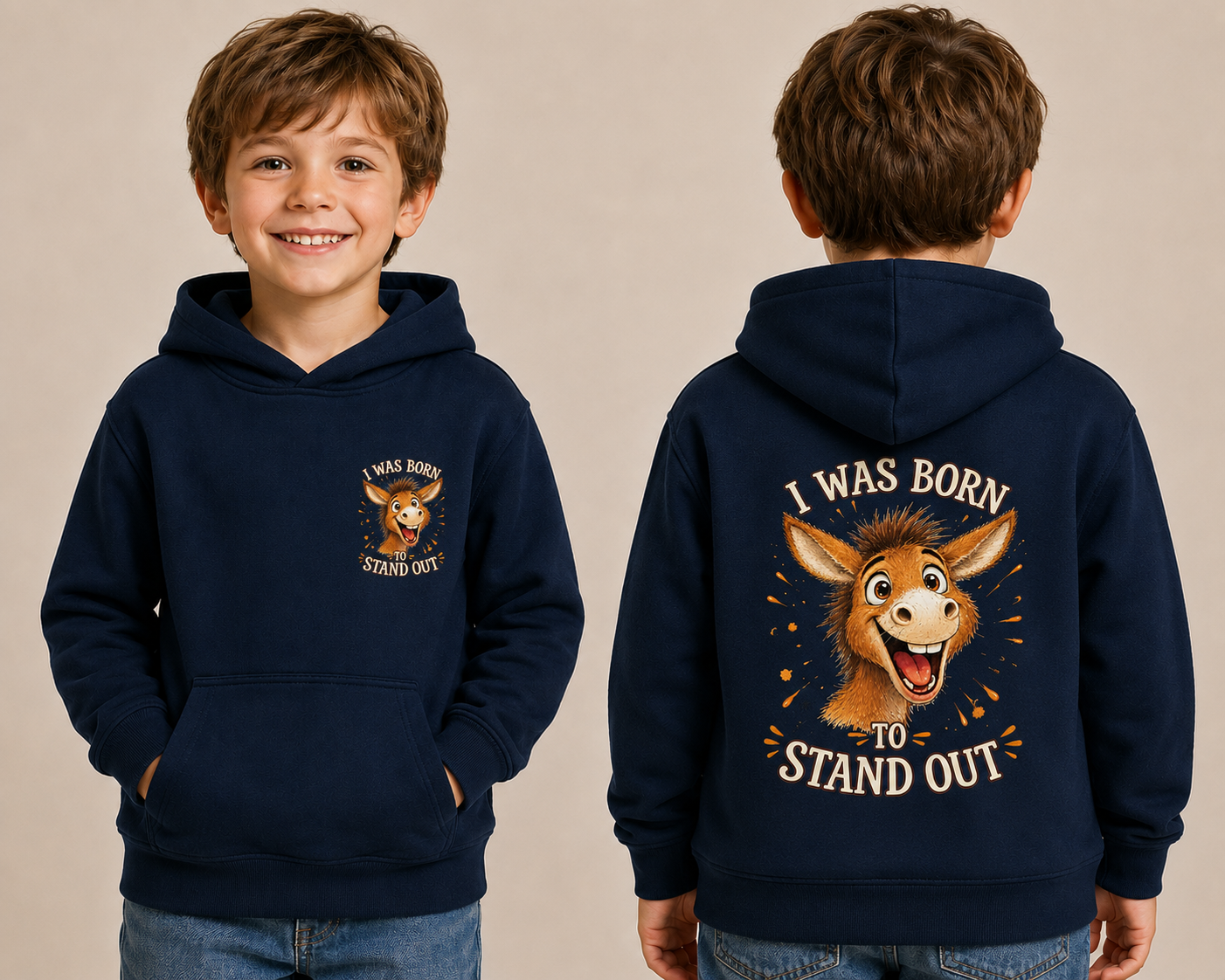 Navy Elroi hoodie with front and back artwork