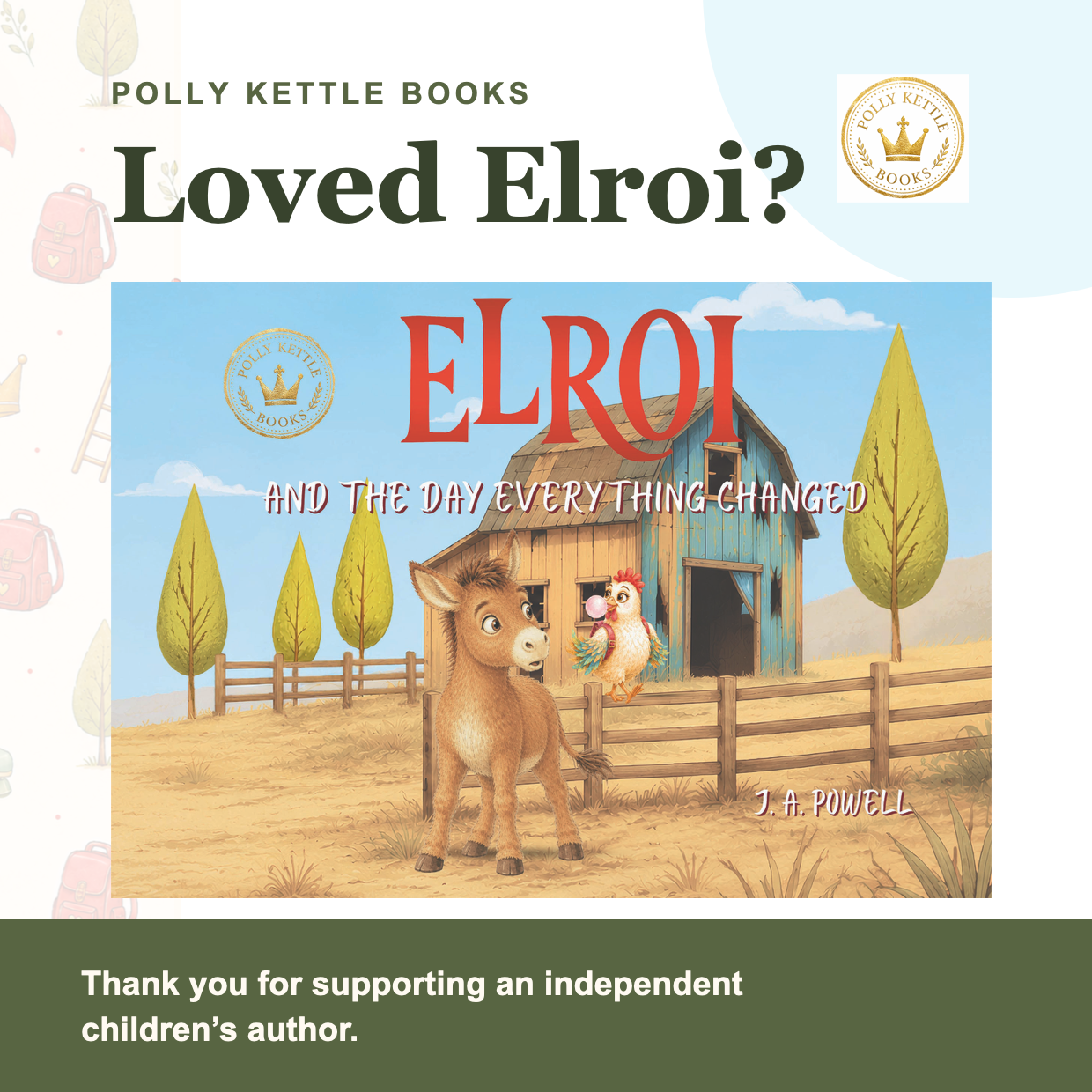 Loved Elroi review request card with Elroi book cover