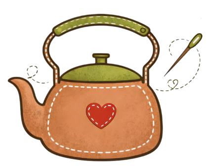 Polly Kettle clothing icon with kettle, stitching and heart